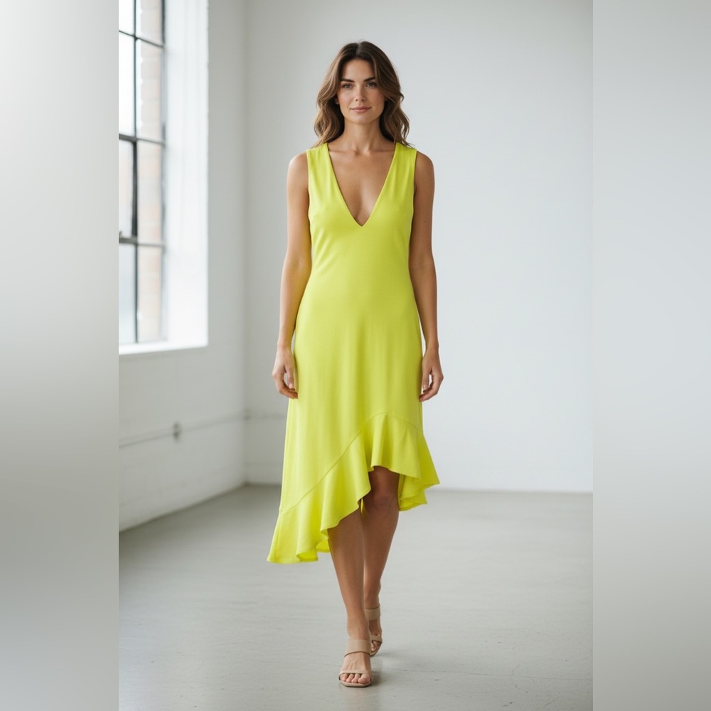 Elegant Lime Green Sleeveless Dress